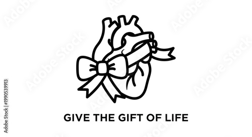 Stylized Heart with Ribbon and Bow Icon.