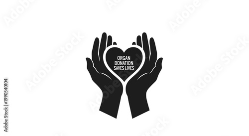 Organ Donation Heart Hands Silhouette Symbol.