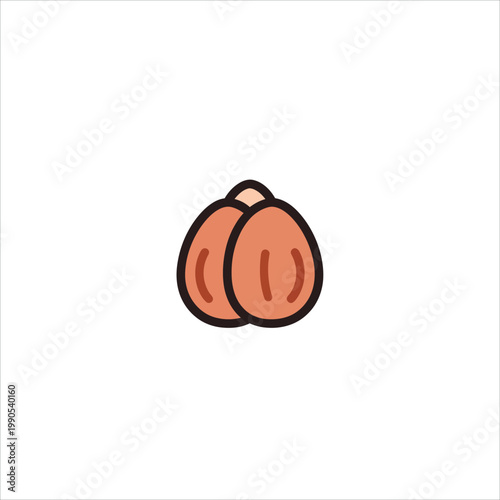 Cute cartoon illustration of two peaches with a simple outline, perfect for children's books, healthy eating campaigns, or fresh fruit market promotions, vector file.