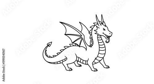 Cartoon dragon illustration isolated on white background for design elements
