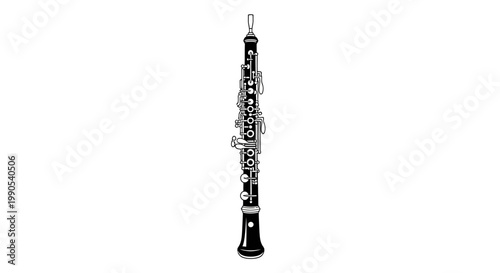 Isolated oboe illustration on white background for musical instrument concepts