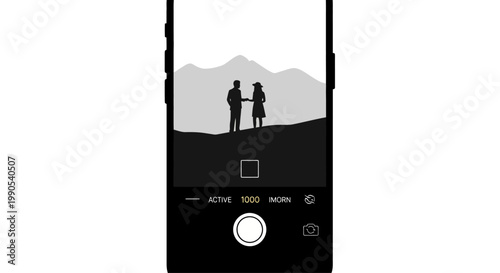 Silhouette Couple Holding Hands on Hilltop.