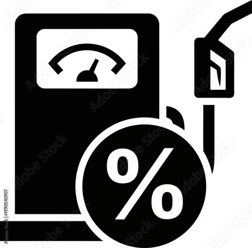 Fuel Price Increase Icon Gas Pump with Percentage Sign Indicating Rising Fuel Costs and Economic Impact