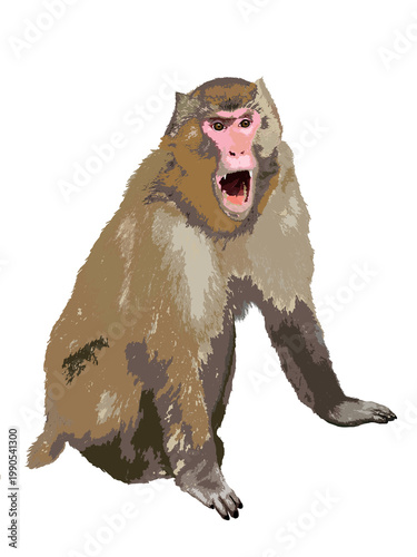 Foto Realistic illustration of Japanese macaque intimidation