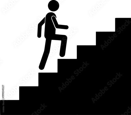 businessman running down stairs success concept illustration