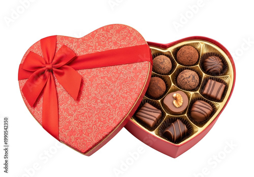 A heart shaped box of assorted chocolates
