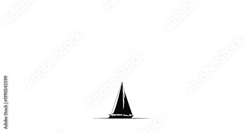 Minimalist sailboat illustration with a dark tone on transparent background silhouette