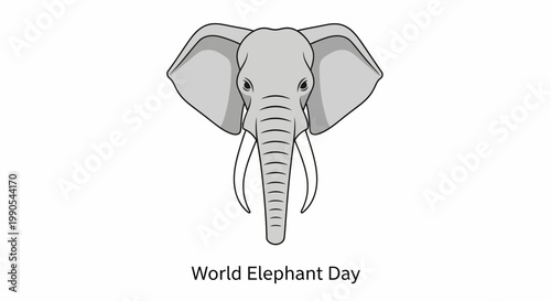 Minimalist vector illustration of a majestic African elephant head.