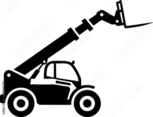 Telehandler forklift silhouette icon for construction industry