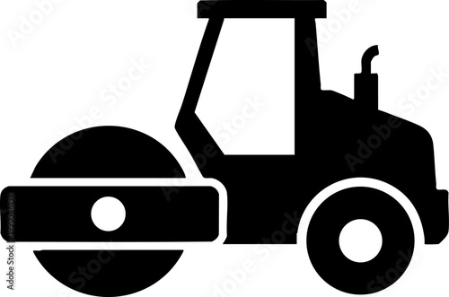 Road Roller Silhouette Icon for Construction and Paving