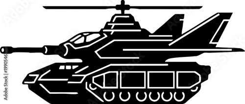 Futuristic Hybrid Tank Helicopter Military Vehicle Silhouette