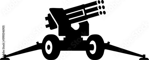 Rocket launcher artillery silhouette icon on white background