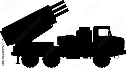 Military Multiple Launch Rocket System Truck Silhouette