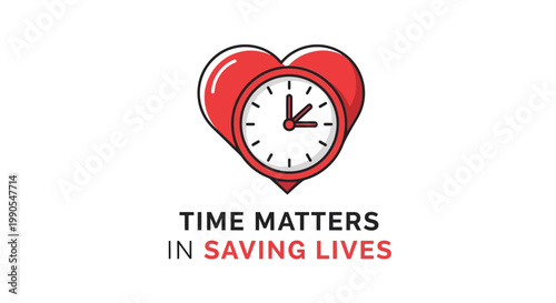 Heart Clock Symbolizing Time Matters in Saving Lives.