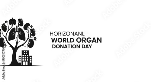 World Organ Donation Day concept with a human organ tree illustration.