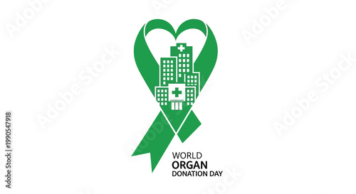 Green Ribbon Symbolizing World Organ Donation Day Awareness.