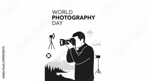 World Photography Day celebration with a photographer capturing a moment.
