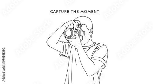 Man holding camera capturing a moment illustration.