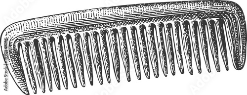 Vintage wooden comb illustration hand drawn grooming accessory with fine teeth for hair care classic personal hygiene tool