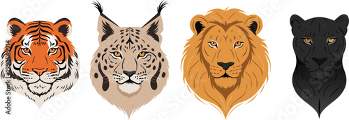 A powerful tribal lion head design captures the essence of a wild feline predator, blending the fierce nature of a striped Bengal beast with the dangerous eyes of a majestic black mammal