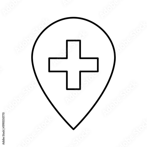 Medical Map Pin Icon – Healthcare Location Marker, Hospital & Clinic Symbol, Thin Line Vector