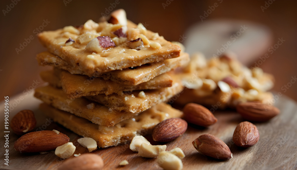 Obraz premium Peanut butter crackers with nuts