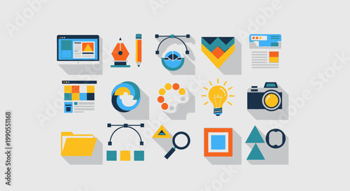 Collection of various design icons.