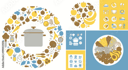 Food items in a collage.