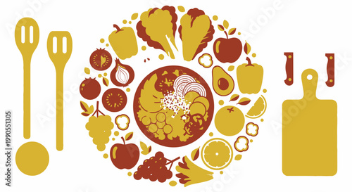 Flat lay Thanksgiving dinner food items.