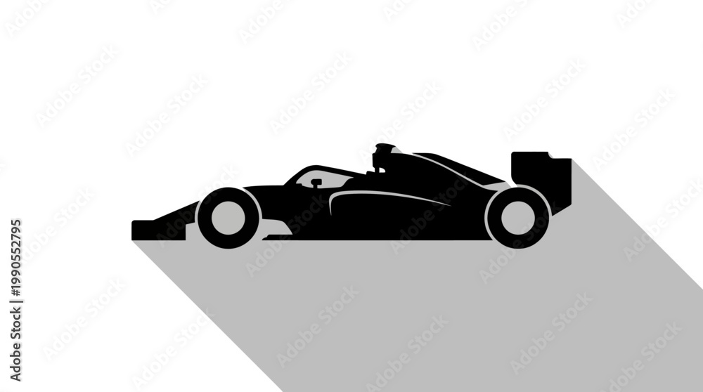 Fototapeta premium Silhouette of a modern race car with a shadow effect on a white background