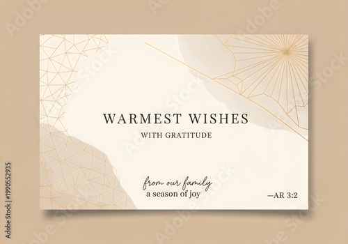 Elegant holiday greeting card with gold geometric design