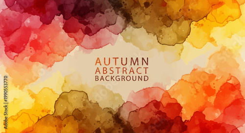 Autumn Abstract Watercolor Background with Warm Colors.