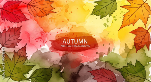 Autumn Leaves Watercolor Background Design.