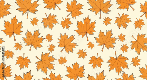 Autumn Maple Leaf Pattern Seamless Design.