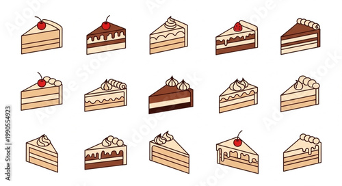 Collection of Delicious Slices of Cake Assortment.