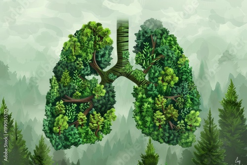 Lush forest lungs in tranquil landscape