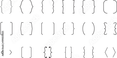 Mathematical Bracket Display: A diverse array of mathematical brackets, each with unique forms, poised against a crisp background, inviting contemplation on structure and relationships.png