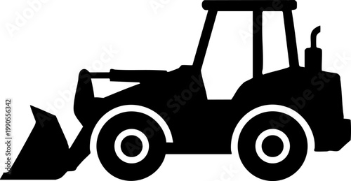 Front end loader silhouette isolated on white background