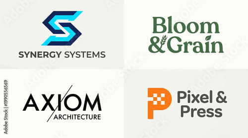 Logo Collection: A selection of versatile logo designs representing diverse businesses. Each logo exhibits unique styles and concepts, ready for branding purposes.