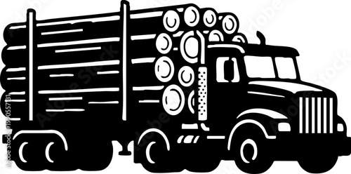Logging Truck Carrying Timber Icon for Forestry Industry