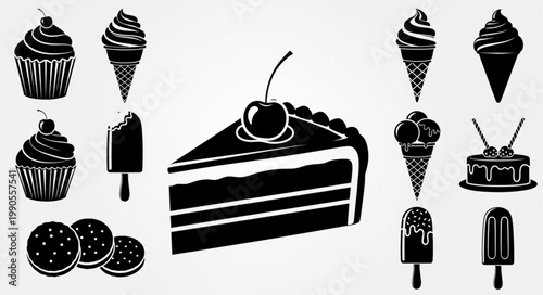 Collection of Delicious Desserts and Sweet Treats Icons.