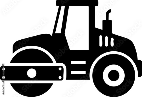 Road Roller Silhouette Icon for Construction and Infrastructure