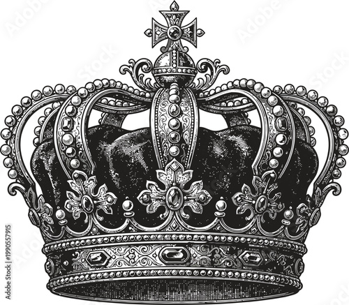 Royal crown, silver crown, luxury jewelry, crown icon, vector illustration