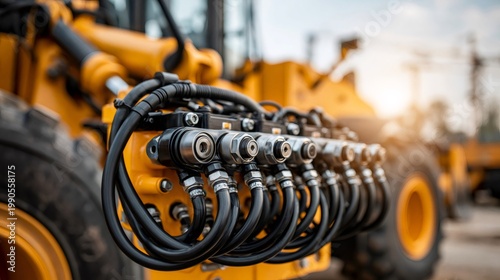 Hydraulic hoses and connections on industrial heavy equipment