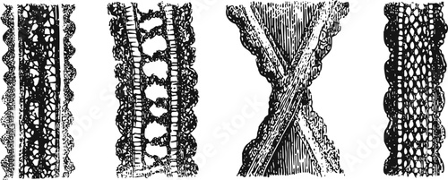 Vintage black and white lace patterns set different ornamental trims and borders collection