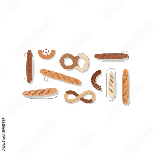 Assorted freshly baked bread loaves variety.