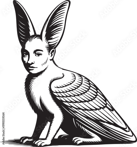 Cute cartoon kangaroo vector illustration of a funny wild animal sketch with long ears and a happy nature silhouette