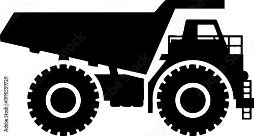 Heavy Duty Mining Dump Truck Silhouette Isolated on White