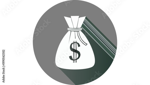 Minimal money sack icon in circular frame representing financial resources budgeting and savings concept vector