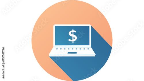 Laptop computer with dollar sign on screen representing online finance business and digital earnings concept vector